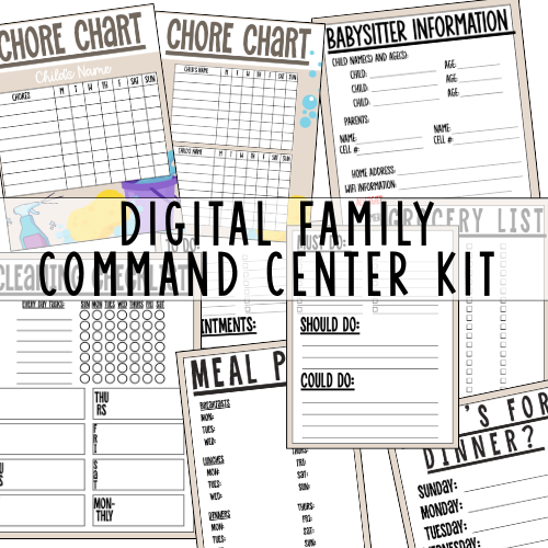 Printable Family Command Center Kit — Tan