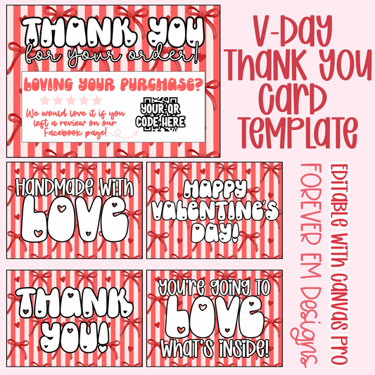 Bow Valentine’s Day Thank You Card Template Set