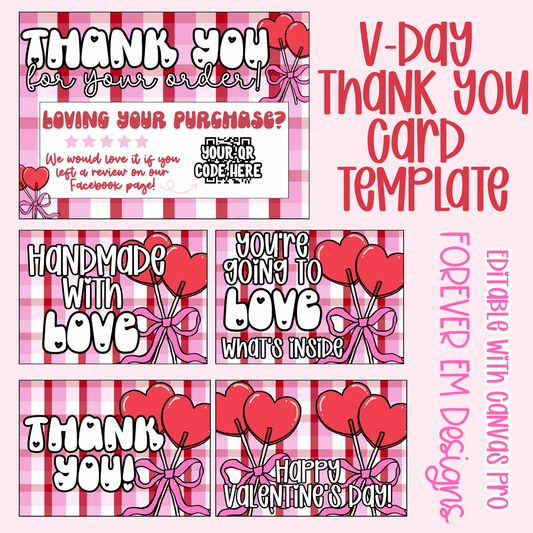 Classic Valentine’s Day Thank You Card Template Set