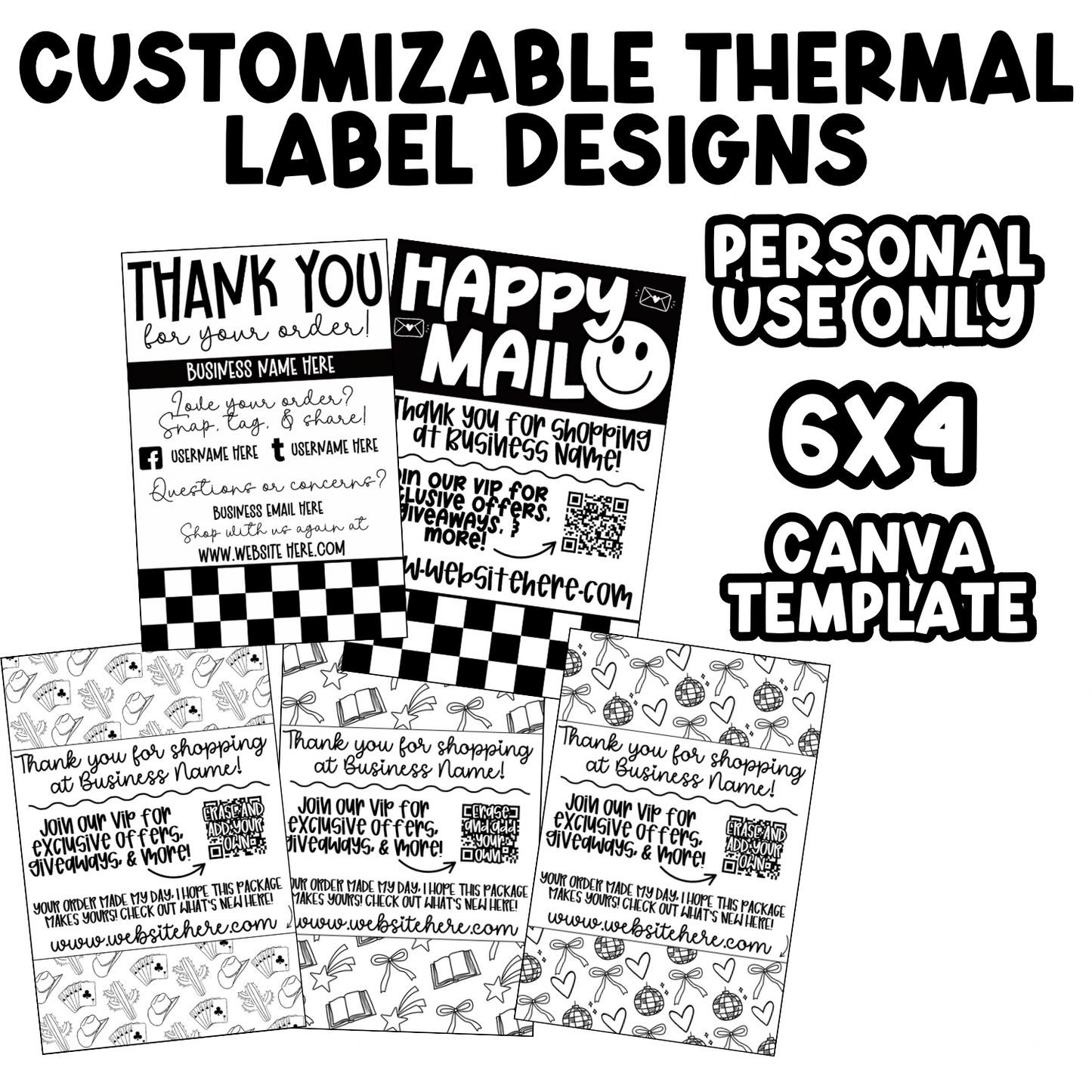 Personal use customizable thermal label designs- 4/5 drop