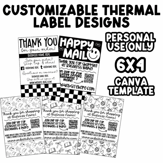 Personal use customizable thermal label designs- 4/5 drop