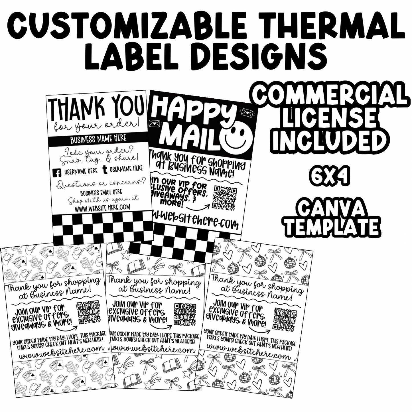 Commercial use customizable thermal label designs- 4/5 drop