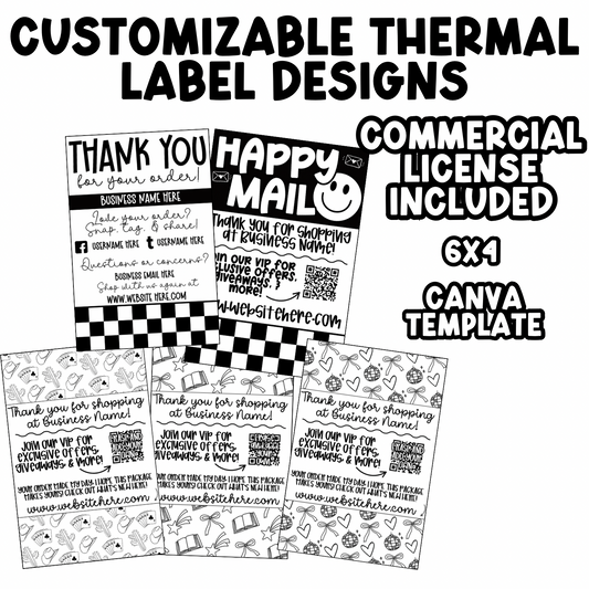 Commercial use customizable thermal label designs- 4/5 drop