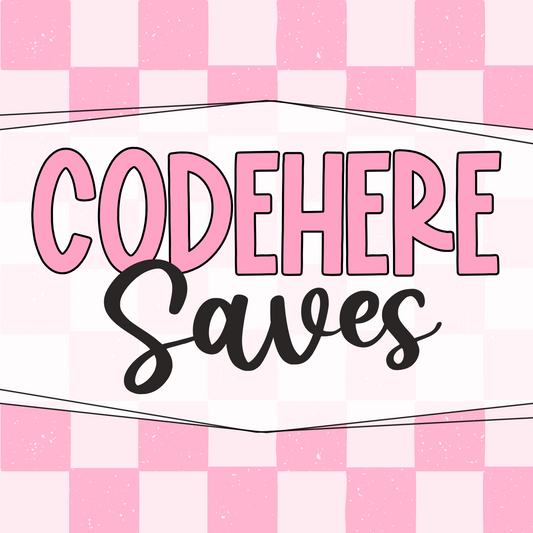 Pink checkered Rep Code graphic