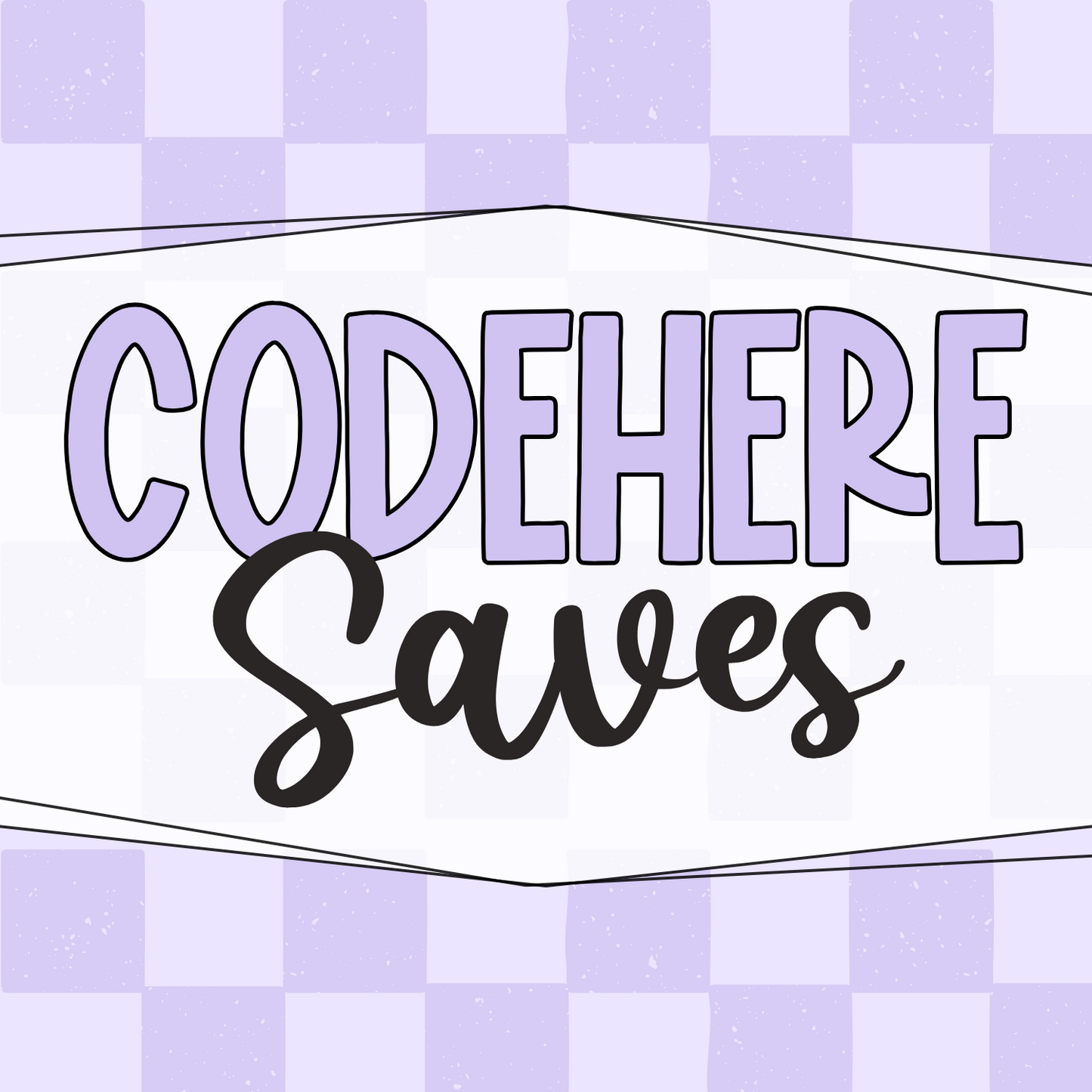 Purple checkered Rep Code graphic