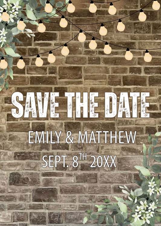 Distressed brick wedding save the date template