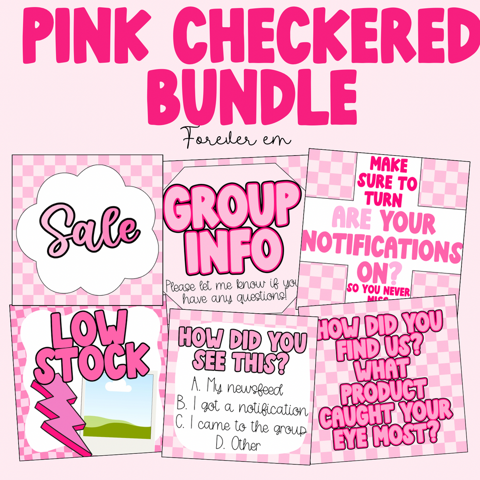 Pink checkered bundle – Forever Em Designs