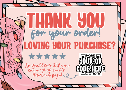 Pink Western Christmas Thank You Card Template