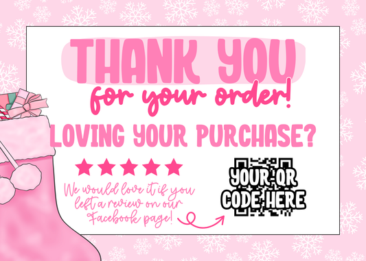 Pink Christmas Thank You Card Template