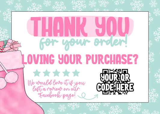 Pink + Mint Christmas Thank You Card Template