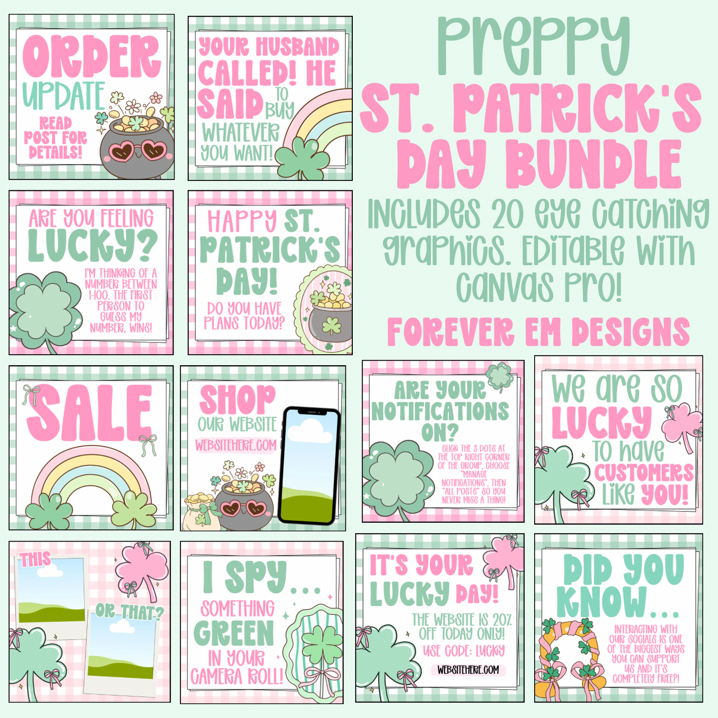 Preppy St. Patrick’s Day Graphic Bundle