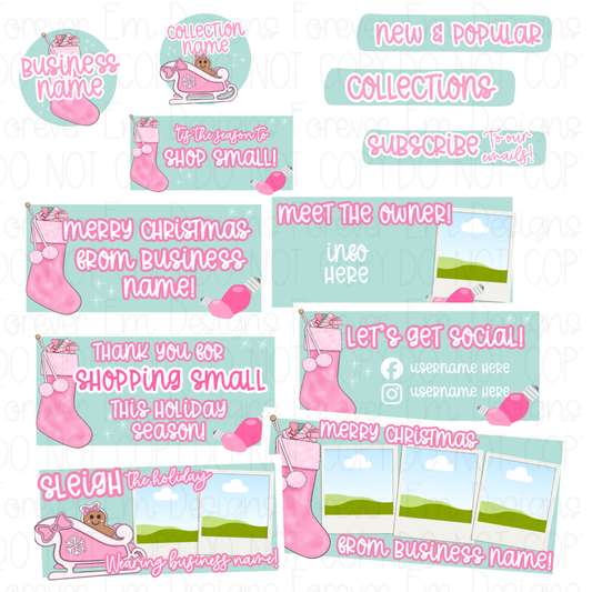 Pink + Mint Christmas Website Bundle