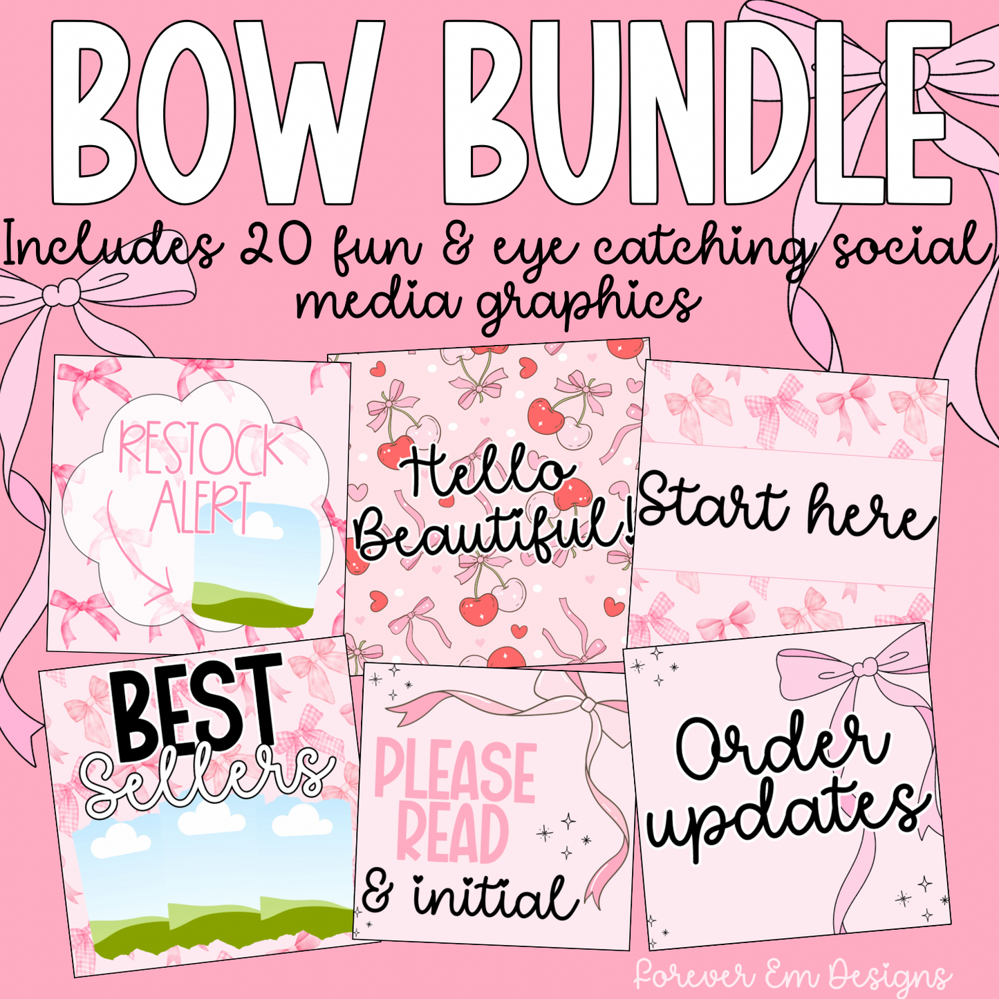 Pink Bow Graphic Bundle