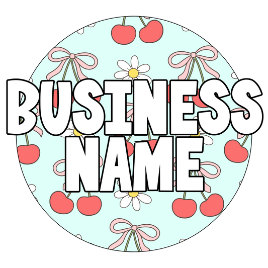 Blue Cherry/Bow Premade Logo