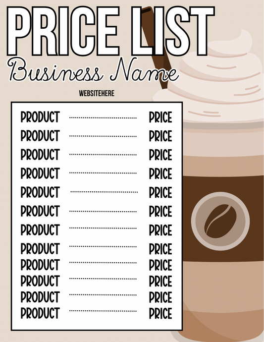 Coffee Price Sheet