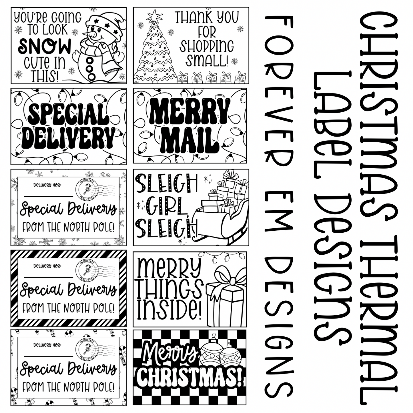 Christmas thermal label bundle