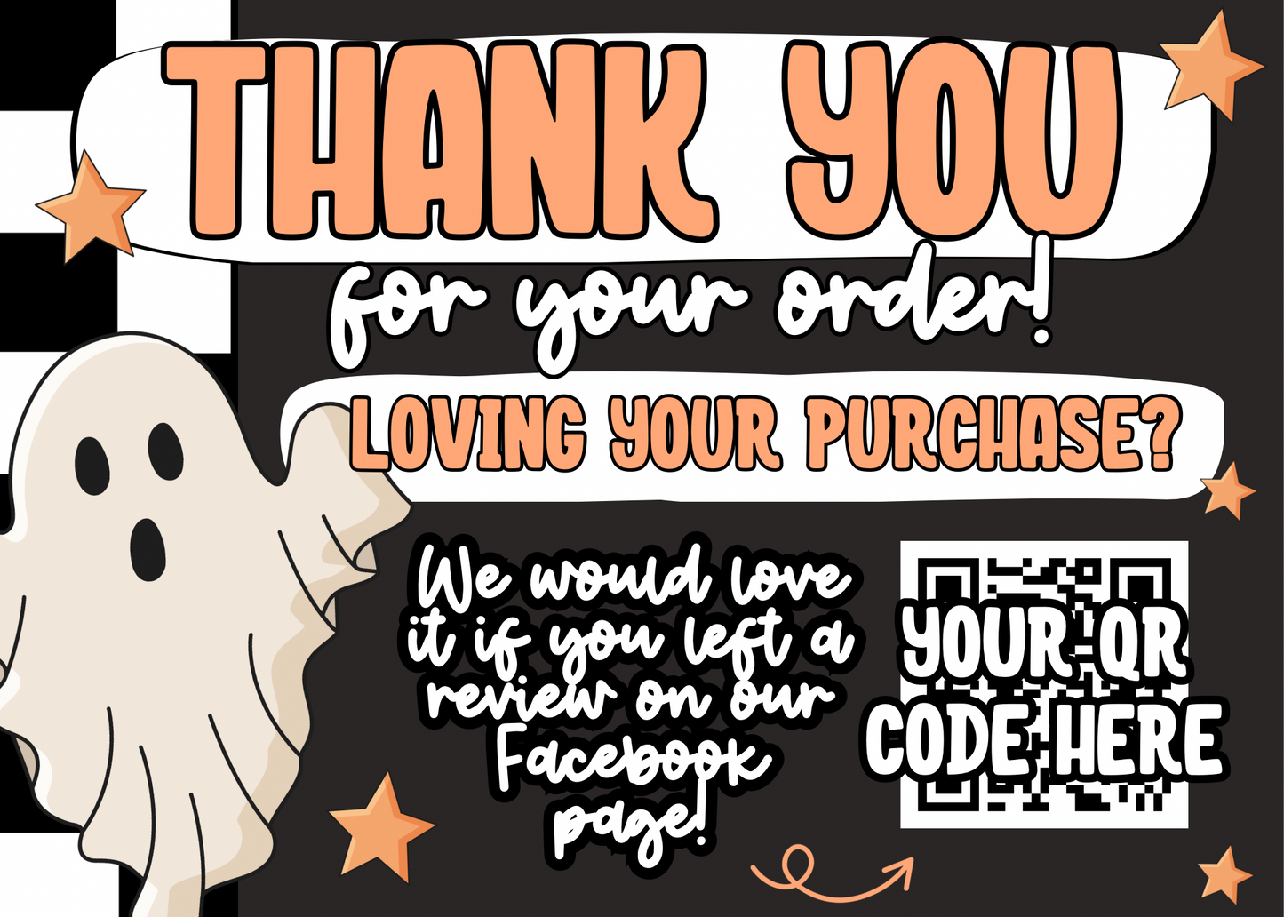 Checkered Halloween Thank You Card Template