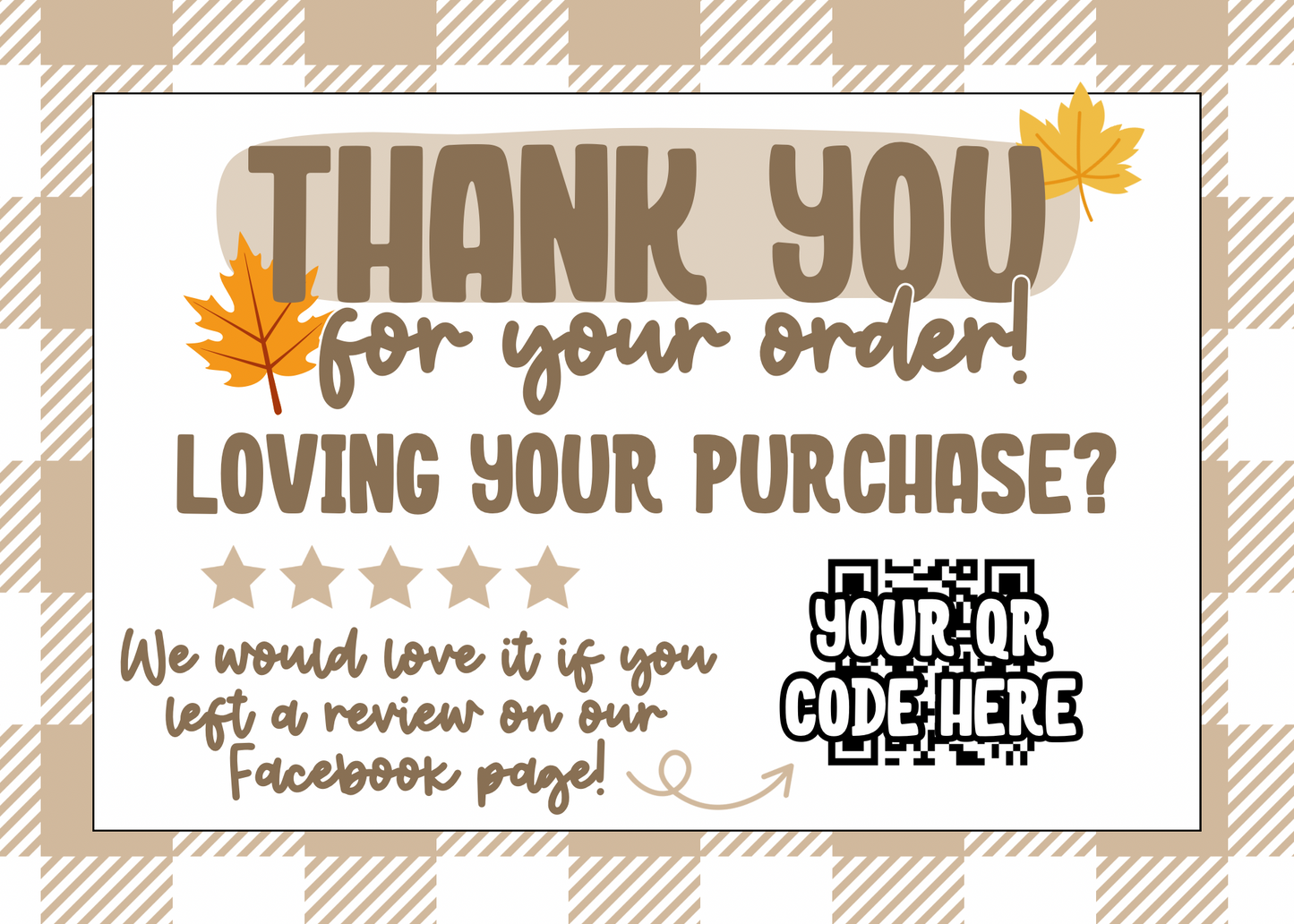 Plaid Fall Thank You Card Template