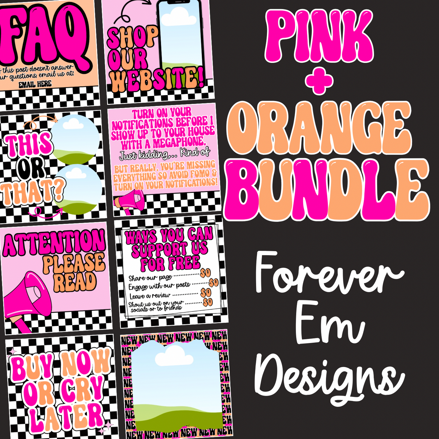 Pink + Orange Checkered Bundle