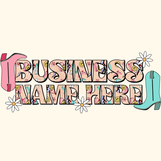 Retro cowgirl business name png