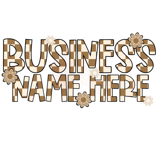 Retro boho checkered custom business name png